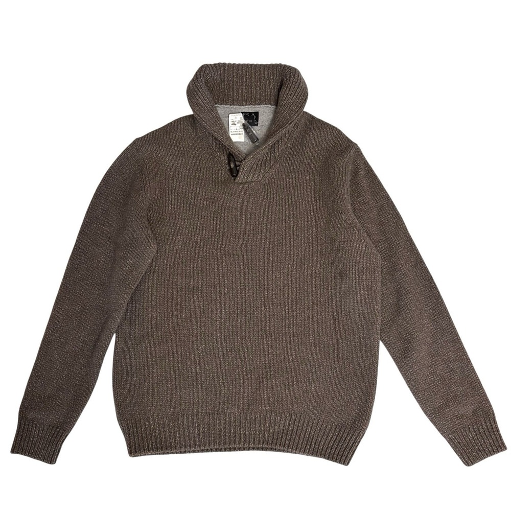 JOS A BANK Executive Collection Wool Shawl Collar Toggle Sweater Sz Large Brown